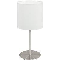 Loops Table Desk Lamp Colour Satin Nickel Steel Shade White Fabric Bulb E14 1x40W in Metallics