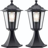 First Choice Lighting Set of 2 Eversham - Black Six Sided IP44 Outdoor Post Lights