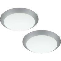 Loops 2 PACK Wall Flush Ceiling Light White Steel White Silver Satin Glass E27 1x60W