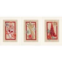 Vervaco Counted Cross Stitch Kit: Greeting Cards: Christmas Symbols: Set of 3