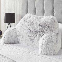 OHS Fluffy Fleece Reading Cushion Pillow with Arms Lumbar Chair Support in Grey
