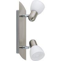 Loops Wall 2 Spot Light Colour Satin Nickel Shade White Satin Glass Bulb E14 2x40W in Metallics