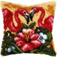 Orchidea L/HK CUSH L/FLAMINGO - Latch Hook Kit: Cushion: Large: Flamingo
