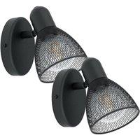 Loops 2 PACK Wall Spot Light Colour Black Steel Shade Black Circluar Open Mesh E14 28W