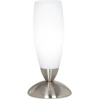 Loops Table Lamp Colour Satin Nickel Shade White Glass In Line Switch Bulb E14 1x40W in Metallics