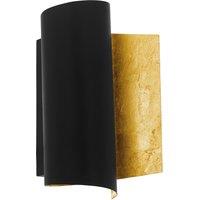 Loops Modern Wall Light Colour Black Gold Curved & Rounded Shade Bulb E27 1x40W