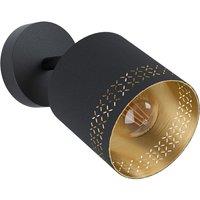 Loops Wall Light Colour Black Shade Black Outer Gold Inner Fabric Bulb E27 28W