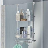 House of Home 2 Tier Over Door Shower Caddy Bathroom Storage Rack Shelf Organiser in Silver