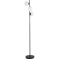 First Choice Lighting Black Floor Lamp with Opal Globe Shades