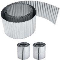 Primrose Rust Proof Galvanised Garden Lawn Steel Edging Corrugated Roll to Reduce Edge Weed Transfer in Silver | Size: 2 Pack