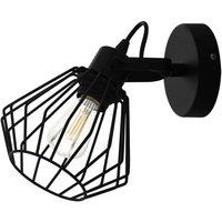 Loops Wall Flush Ceiling Light Colour Black Shade Open Wire Frame Bulb E27 1x40W