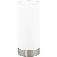 Loops Table Lamp Colour Satin Nickel Shade Round White Satin Glass Bulb E27 1x60W in Metallics