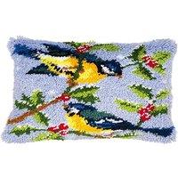 Vervaco L/HK CUSH W/SCENE - Latch Hook Kit: Cushion: Winter Scene Blue Tits