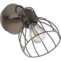 Loops Wall Light Colour Brown & Silver Silver Steel Open Cage Shade Bulb E27 1x40W in Metallics