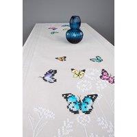 Vervaco EMB T/RUN B/FLY DANCE - Embroidery Kit: Runner: Butterfly Dance in Pink