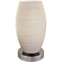 Loops Table Lamp Colour Satin Nickel Shade White Glass Wiping Technique Bulb E27 1x40W in Metallics