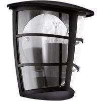 Loops IP44 Outdoor Wall Light Black Modern Lantern 1x 60W E27 Bulb Porch Lamp