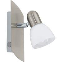 Loops Wall Spot Light Colour Satin Nickel Shade White Satin Glass Bulb E14 1x25W in Metallics