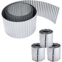 Primrose Rust Proof Galvanised Garden Lawn Steel Edging Corrugated Roll to Reduce Edge Weed Transfer in Silver | Size: 3 Pack