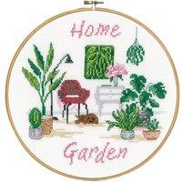 Vervaco HOME GARDEN - Counted Cross Stitch Kit with Hoop: Home Garden in White