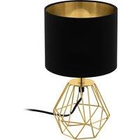 Loops Table Lamp Colour Brass Steel Base Shade Black Gold Fabric Bulb E14 1x60W