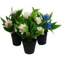 Leaf 3x 18cm Artificial Freesia Plants Pink, White, Blue Flowering in Green | Size: 3x 18 cm