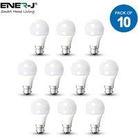 ENER-J LED Bulb- 12W GLS A60 LED Thermoplastic Lamp B22 3000K (pack of 10 units) in White | Size: 25 cm diameter x 19 cm high