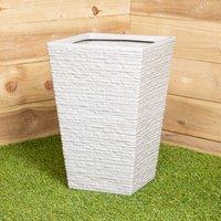 Samuel Alexander 45cm Tall Plastic Slate Effect Garden Patio Planter in Stone in Grey