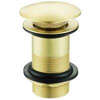Nes Home Brushed Brass Push Button Unslotted Basin Waste Sprung in Gold
