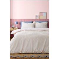 Catherine Lansfield 'Brighton Stripe' Bow Trim Duvet Cover Set | Size: King