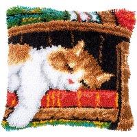 Vervaco Latch Hook Kit: Cushion: Cat Sleeping on Bookshelf