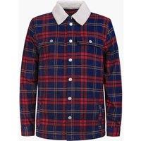 Enorsia Men's Borg Lined Check Jacket in Navy | Size: Large