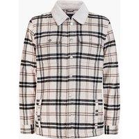 Enorsia Men's Borg Lined Check Jacket in Cream | Size: Large