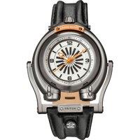 GV2 Triton Men's Silver Case, Gun Metal Case/White Dial/Black Indexl, Black Handmade Italian Leather Watch