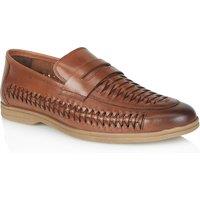 Silver Street London Men's Perth Leather Woven Loafers in Brown | Size: 10