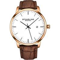 STHRLING Original Rasa Men's Classic Quartz Date Watch with Leather Strap in Rose Gold
