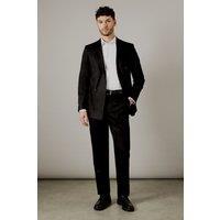 Black Herringbone Tailored Fit Suit Trousers