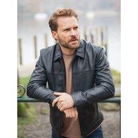 Lakeland Leather Men's 'Renwick' Collared Leather Jacket in Navy | Size: 42