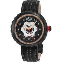 GV2 Motorcycle IPRG/BLK Case, Black RG dial, RG hands, Genuine Handmade Italian Leather Black/Black Strap