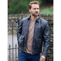 Lakeland Leather Men's 'Hesket' Leather Jacket in Navy | Size: 44R