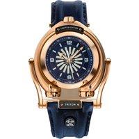 GV2 Triton Men's IPRG Case/Blue Dial/White Index, Blue Handmade Italian Leather Watch