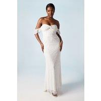 Coast Women's Embellished Twist Detail Bardot Fishtail Wedding Dress in Ivory | Size: 12