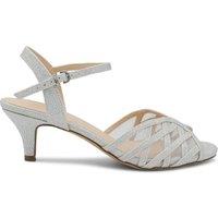 Paradox London Women's Marielle Glitter Kitten Heeled Sandals in Silver | Size: 5