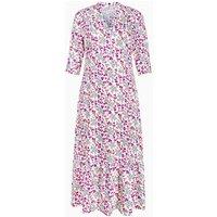 Enorsia Women's Ditsy Floral Midi Dress in White | Size: 16
