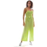Shirred Belted Solid Jumpsuit