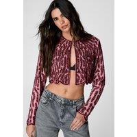 NastyGal Women's Zebra Hand Embellished Two Tone Scallop Jacket in Pink | Size: 10