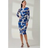 Jolie Moi Women's Long Sleeve Mesh Bodycon Maxi Dress in Bright Blue | Size: 18