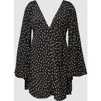 NastyGal Women's Plus Polka Dot Button Down Extreme Flared Sleeve Mini Dress in Mono | Size: 22