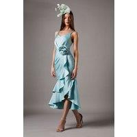 Petite Corsage Crepe Ruffle Dress