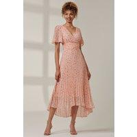Jolie Moi Women's Meagan V-Neck Chiffon Maxi Dress in Light Pink | Size: 20